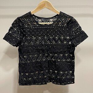Armani Exchange T-Shirt with Cut-Out Detailing - Black - Size S